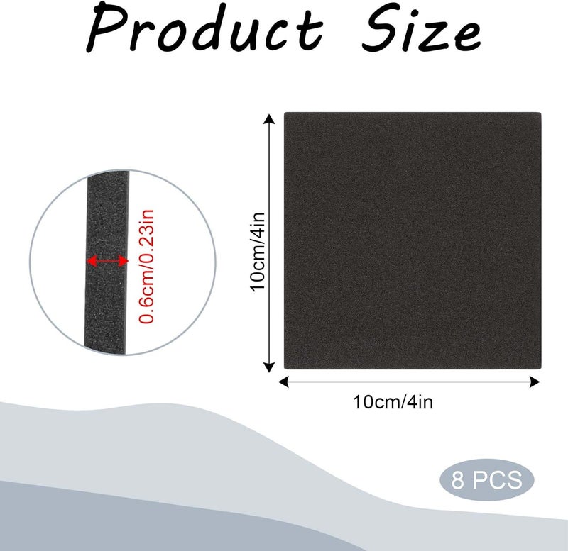 salbsever 8Pcs Foam Padding Sheets with Adhesive Backing - Self Stick Neoprene Black Stick on Foam Padding Insulation Foam Thin Adhesive Foam Sheets, 4 X 4 X 1/4 Inch Closed Cell Foam Sheet Square Pad for Craft - Image 2